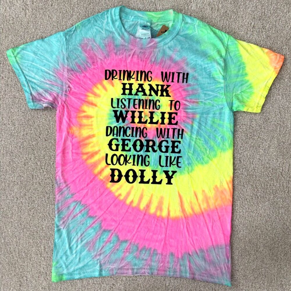 NWOT Country Music Tie Dye T Shirt S Solly Willie Hank George Western Tee